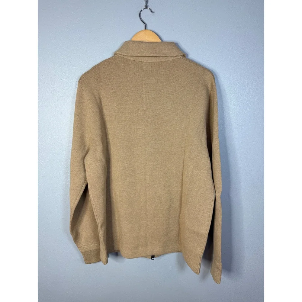 J.Crew Cotton‎ milano-stitch coach's sweater-jacket Mens Medium Heather Saddle